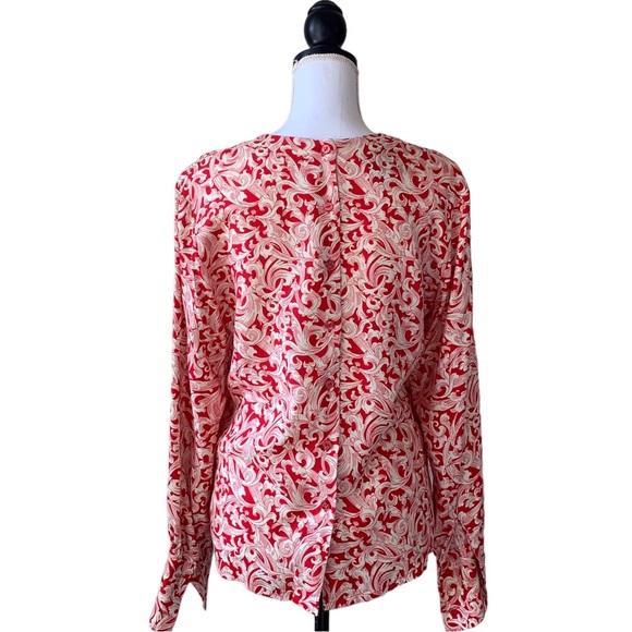 MISS SOPHISTICATES BY PENDLETON RED PAISLEY TUNIC BLOUSE - Picture 8 of 10